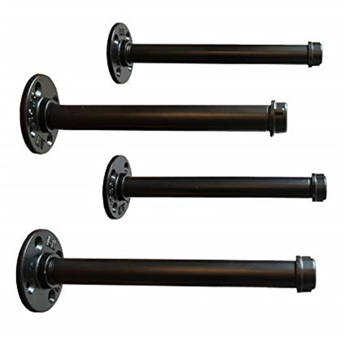 Rustic Pipe Decor Industrial Shelf Brackets with cheap flange fittings and pipe cap