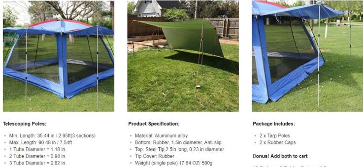 Adjustable Aluminum Tube Telescopic Tent PoleTarp PoleTent Pole (9)