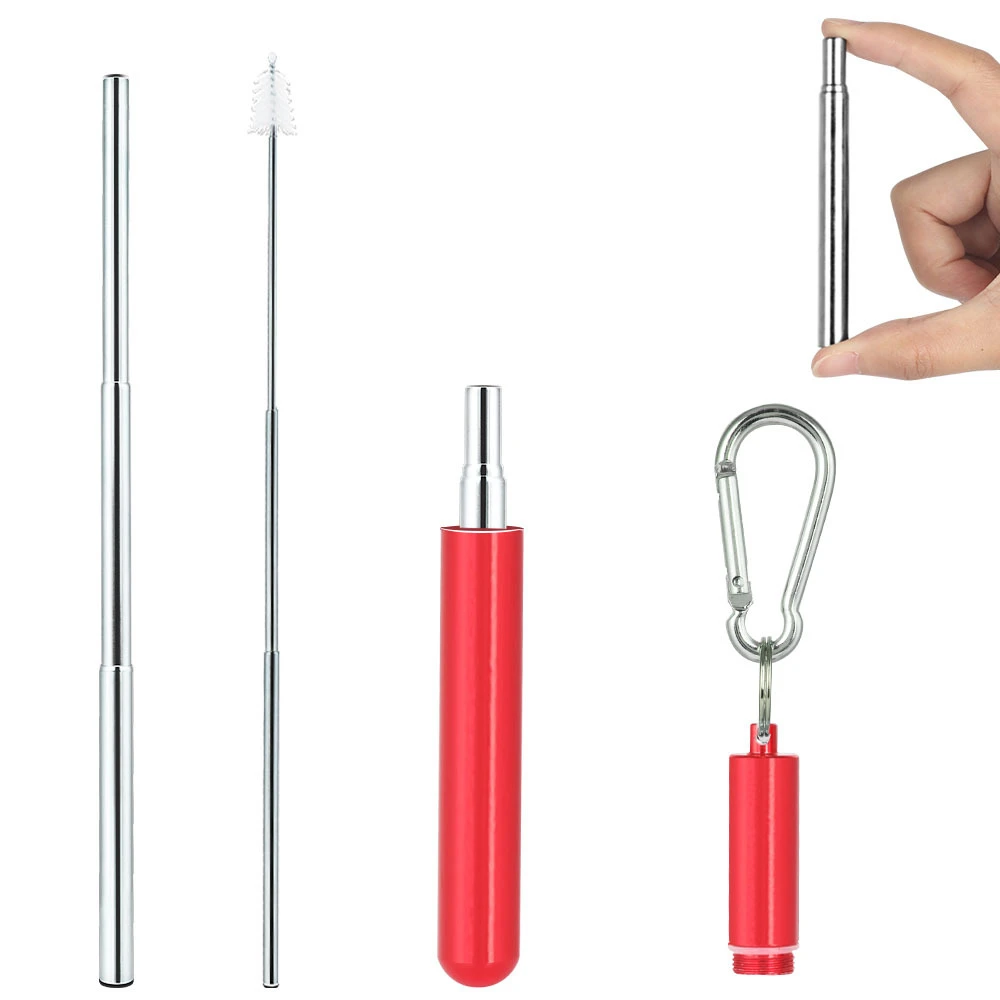 Telescopic Stainless Steel Collapsible Straw for Drinking with Case and Brush2