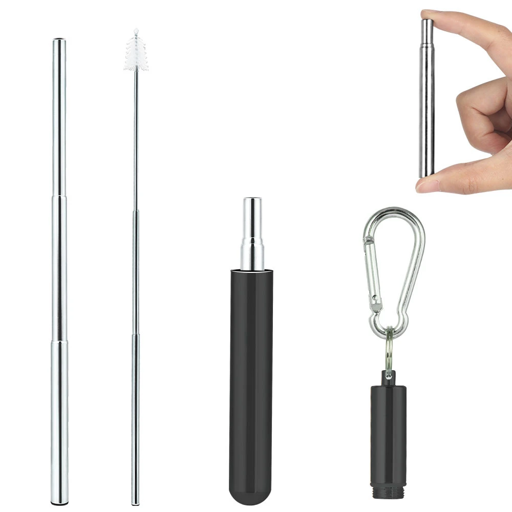 Telescopic Stainless Steel Collapsible Straw for Drinking with Case and Brush1