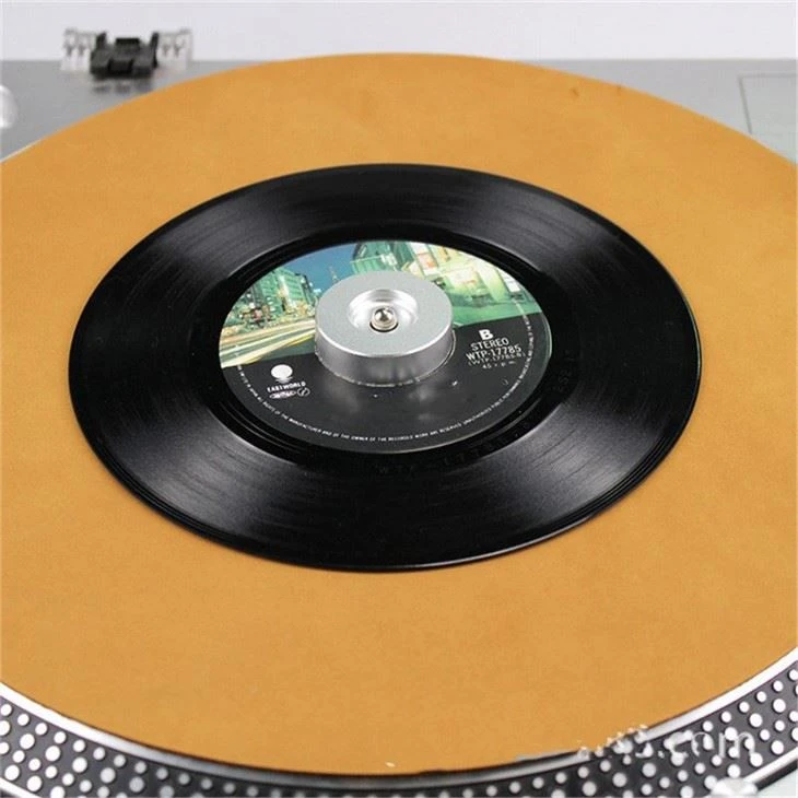 Record Turntable Adapter 45 RPM Aluminum Silver For 7 Vinyl Technics