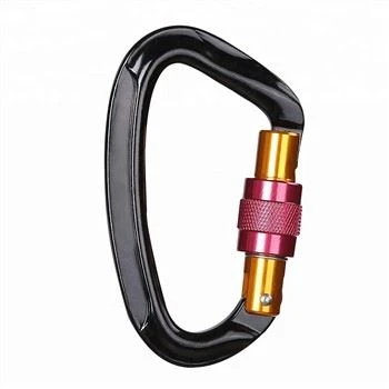 D-shape Screw Gate Swivel Metal Mountaineering Climbing Bulletproof Carabiner Lock Buckle