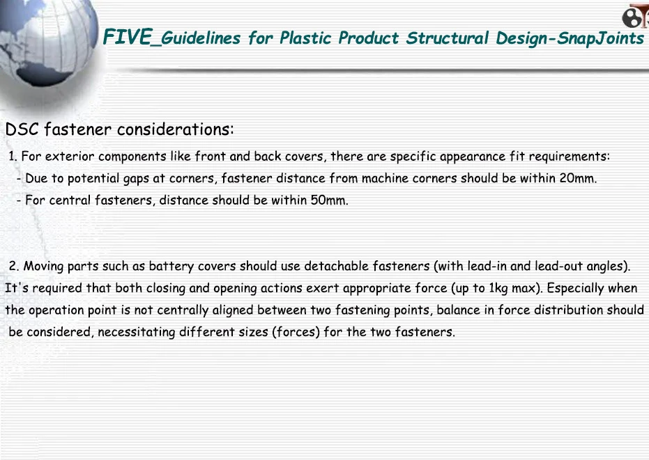 DSC fastener considerations